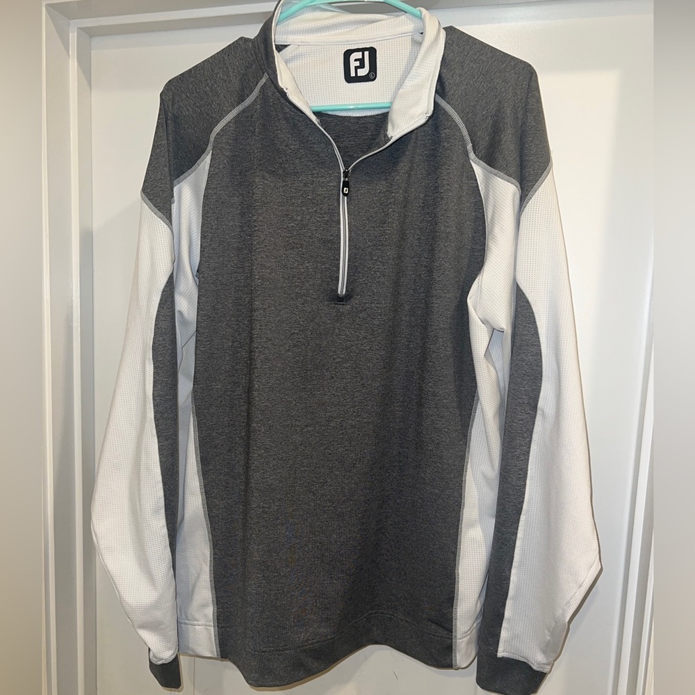 Footjoy Mens Golf Pullover 1/4 Zip Long Sleeve * Gray * Size L  Nylon  / Spandex